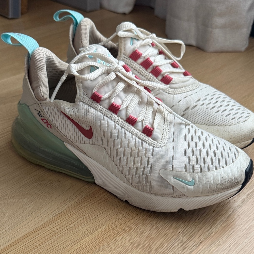 Nike Air Max 270 Cream with Red and Teal Accents